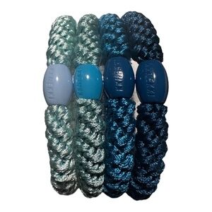 NWT Bundle of Four Individual KKNEKKI 2" Hair Elastics in Rich Blue/Greens